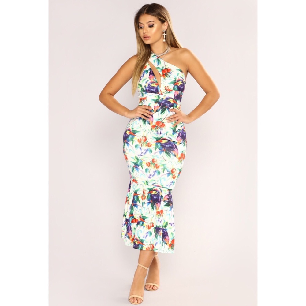 Fashion Nova Tropical Print Dress